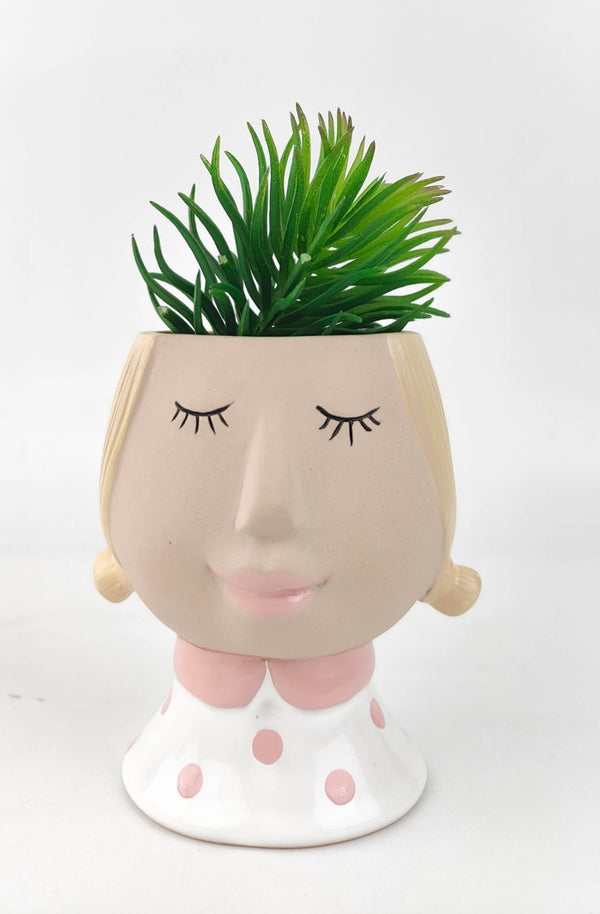 Pigtail Girl Planter