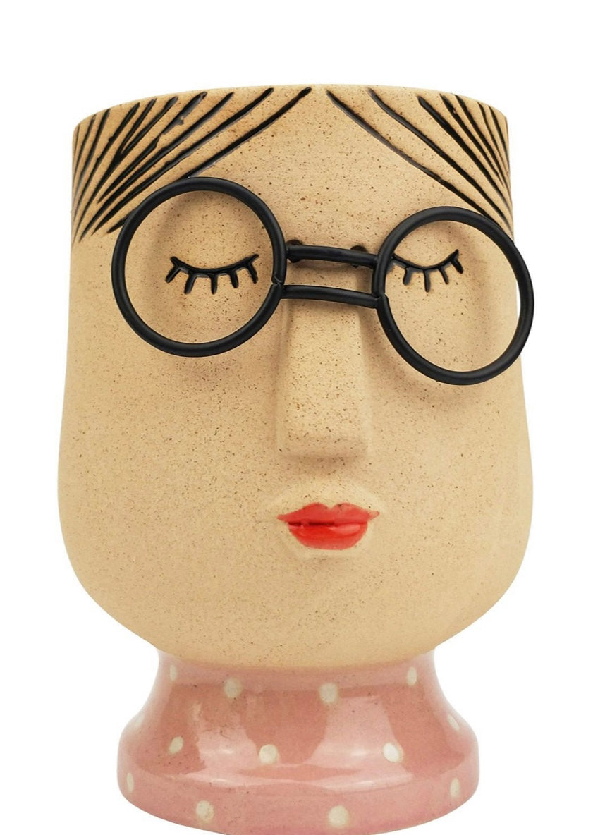 Glasses Lady Planter 16cm