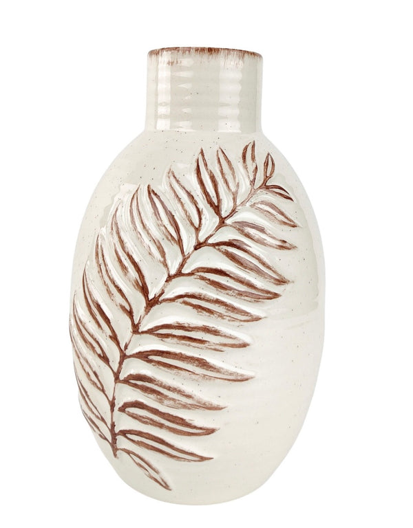 Blair Leaf Vase White 25cm
