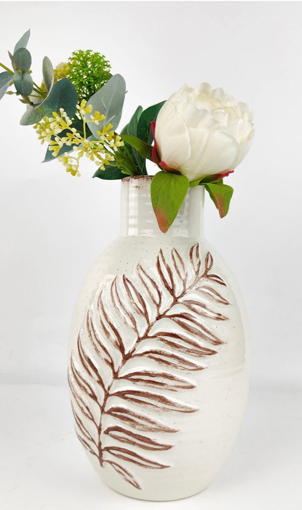 Blair Leaf Vase White 25cm