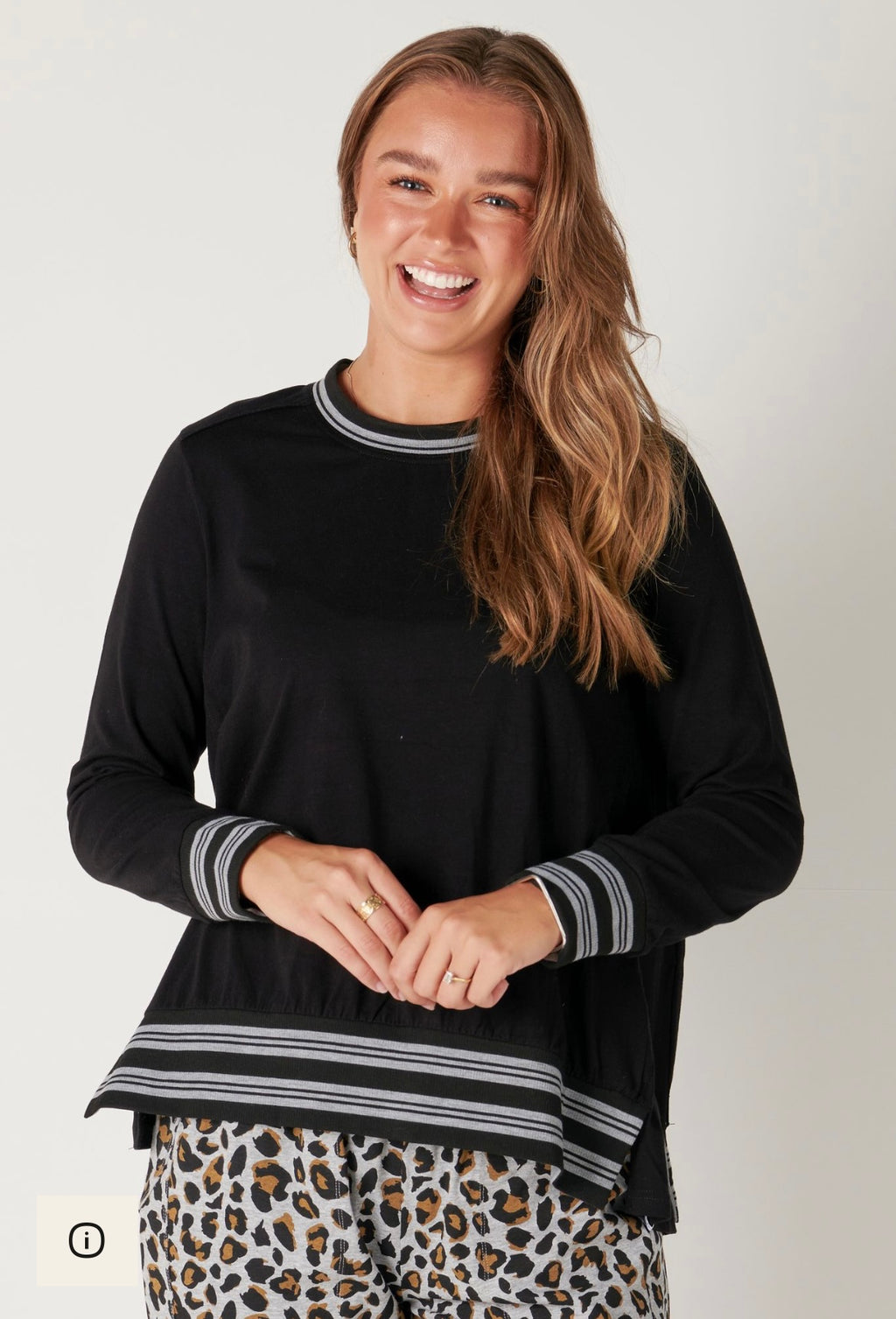 Relaxed Fit Striped Cuff Sweat
