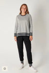 Relaxed Fit Striped Cuff Sweat